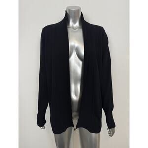 White + Warren Wool Sweater Women’s XS Trapeze Cardigan Lightweight Merino Black